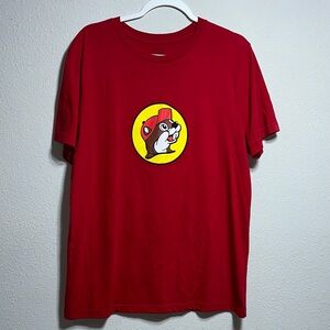Red T-Shirt with Buc-ee-Style Cartoon Logo
